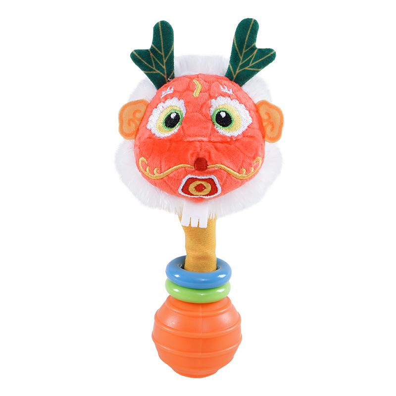 Year of the Dragon Baby Rattle: Embroidered Dragon Head Soothing Grasp Toy