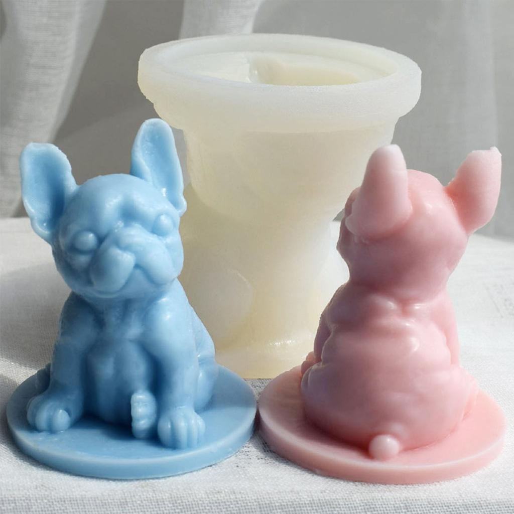 Cute Bulldog- Candle Silicone Mold Chocolate Candy Mold for Diy Dessert Ice Block Mold Handmade Cupcake Baking Tool