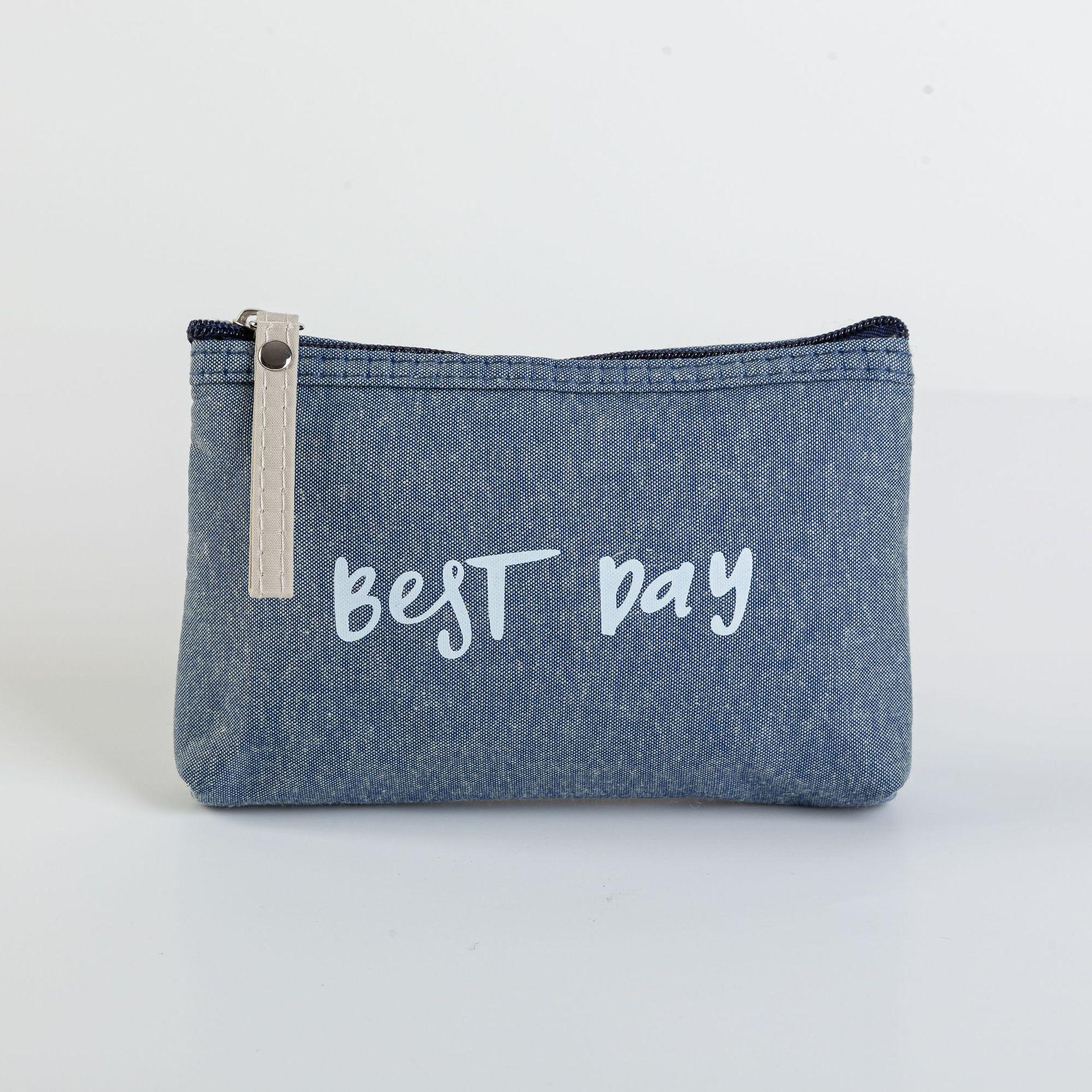 

Японо-корейская холщовая косметичка: Органайзер для губной помады и телефона дорожного размера 17*11*3cm джинсовый