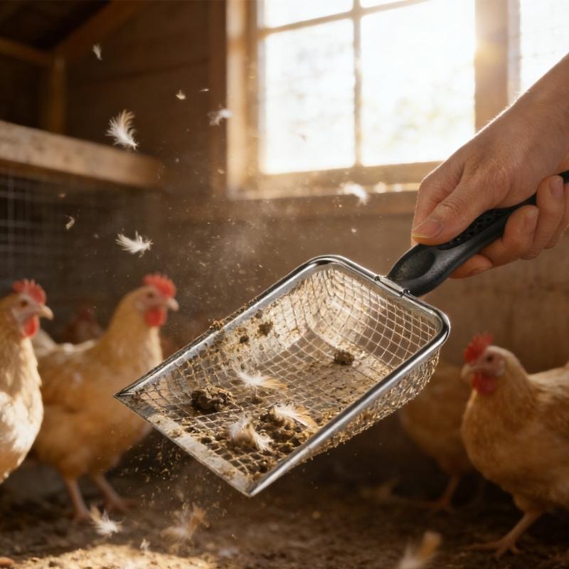Heavy Duty Stainless Steel Chicken Manures Shovel for Easy Cleaning of Poultry Coops with Ergonomic Handle