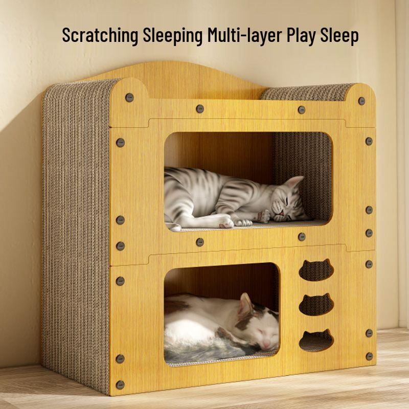 All-Season Durable Cat Scratching Board & Bed - Scratch-Resistant, Non-Shedding, Cat Claw Sharpener & House