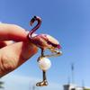 Cloisonné Flamingo & Pearl Brooch - Elegant Cartoon Pin Corsage