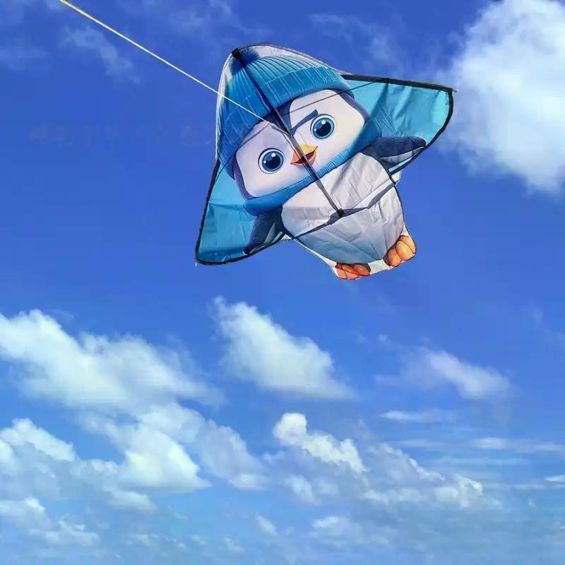 1Pcs New Shark Bee Penguin Cartoon Children's Novice Beginner Kites Flying Outdoor Toys For Kids Animals Nylon Fabric Kite