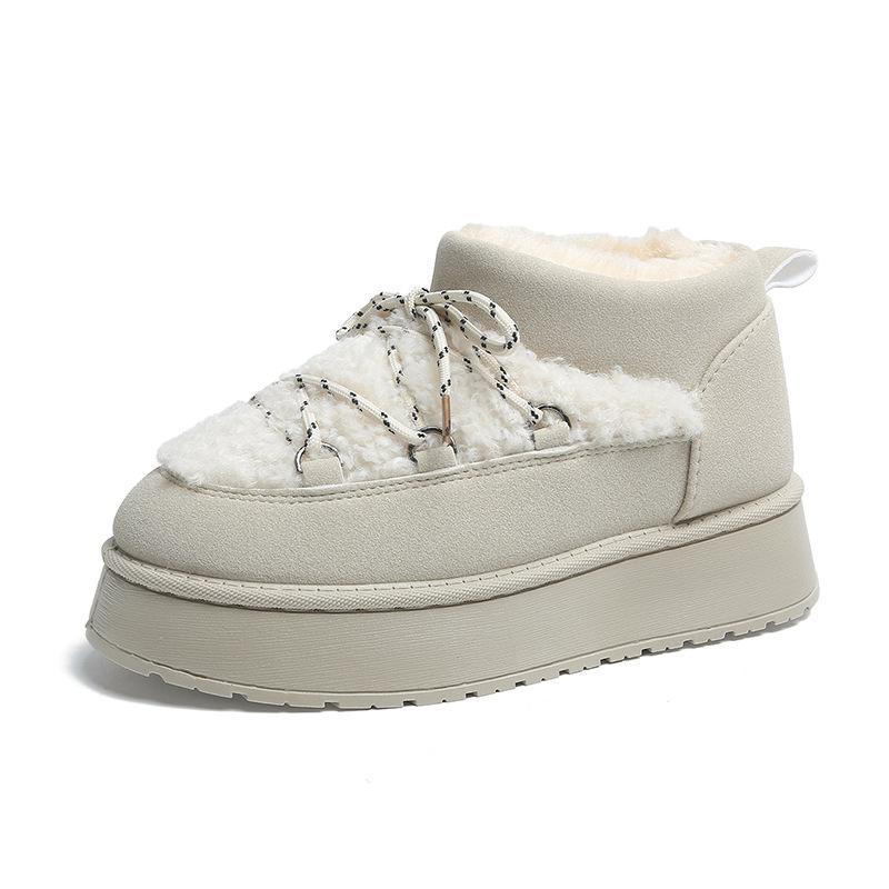 Women's Winter Thick Bottom Lace Up Snow Boots Round Toe Comfortable Short Fashionable Ankle Boots Women