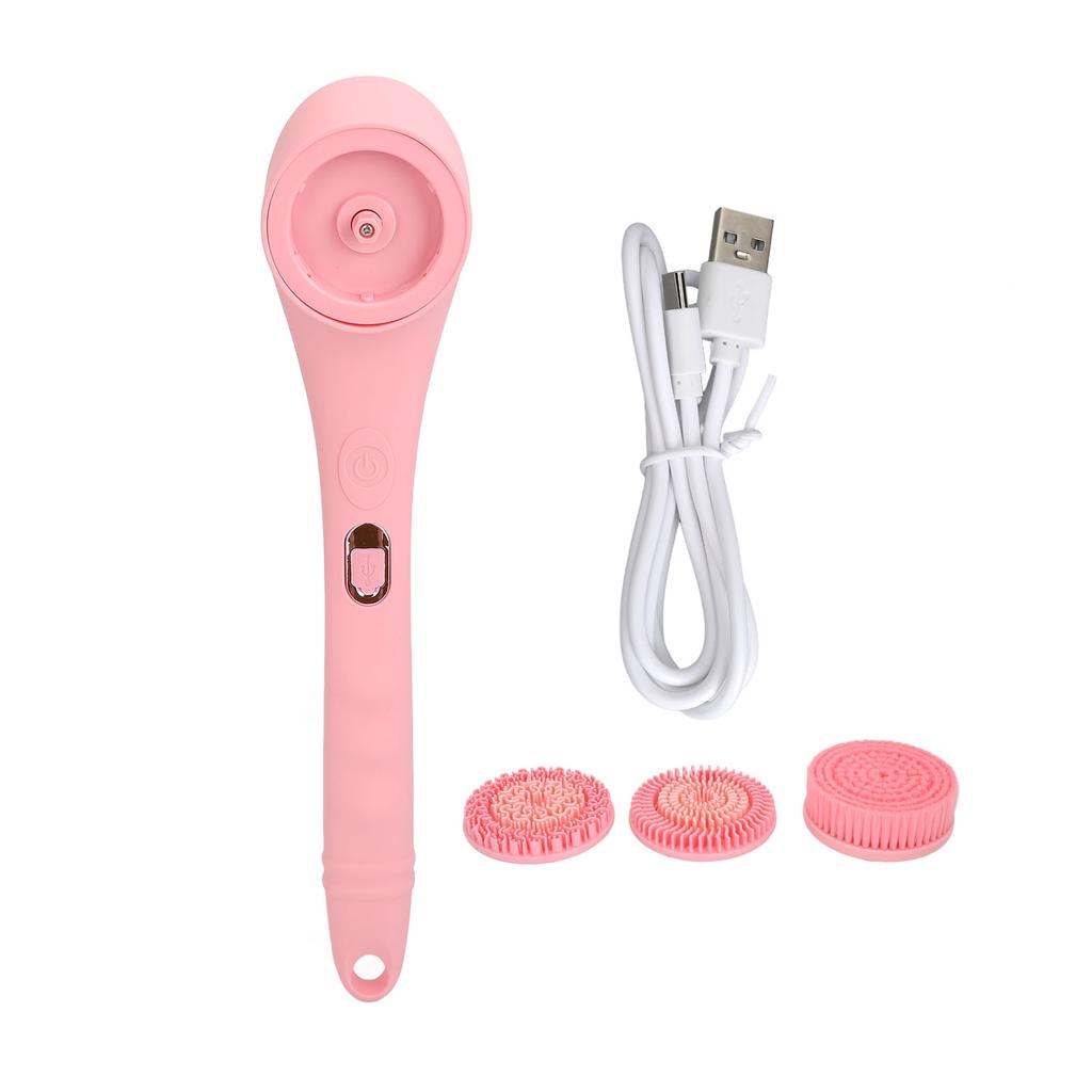 Electric Shower Brush Set Long Handle Waterproof Remove Dead Skin Body Cleansing Scrubber with 3