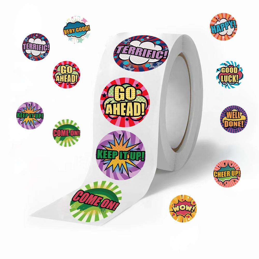 500 Pictures/roll Roll Sticker Tape Cartoon Children's Reward Account Material Decorative Envelope Seal