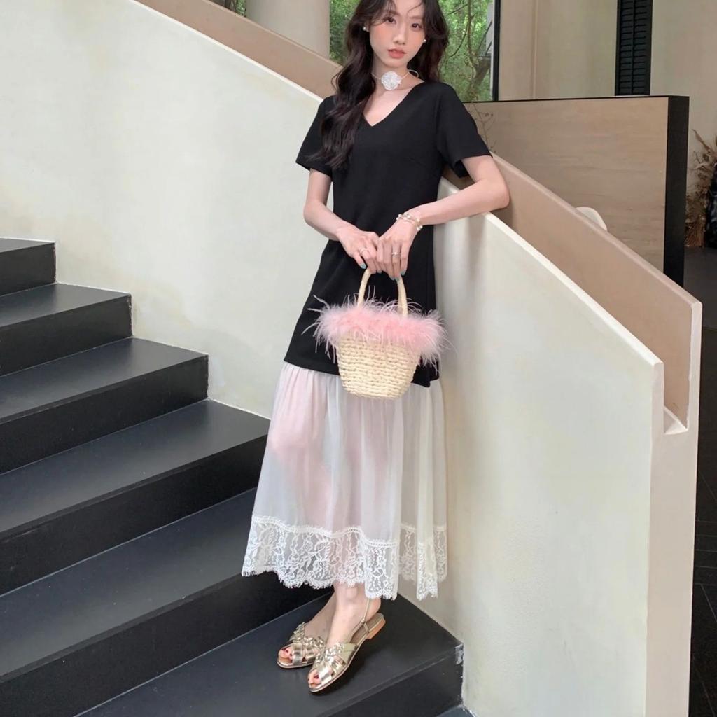 Fashion Fairy Camellia Fish Mouth Low Heel Sandals Hollow Open Toe Word with Sandals