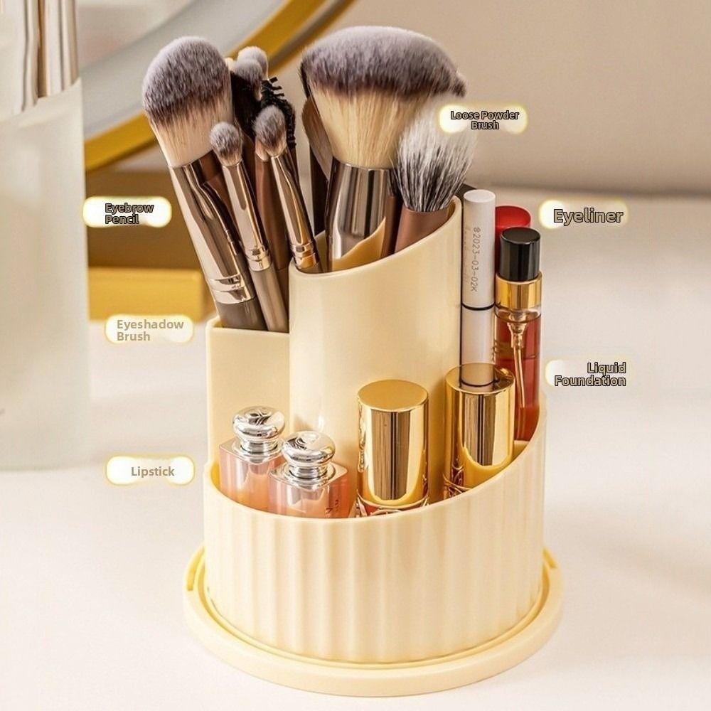 360° Rotating Makeup Brush Holder Large Capacity Lipstick Eye Shadow Storage Box  for Vanity