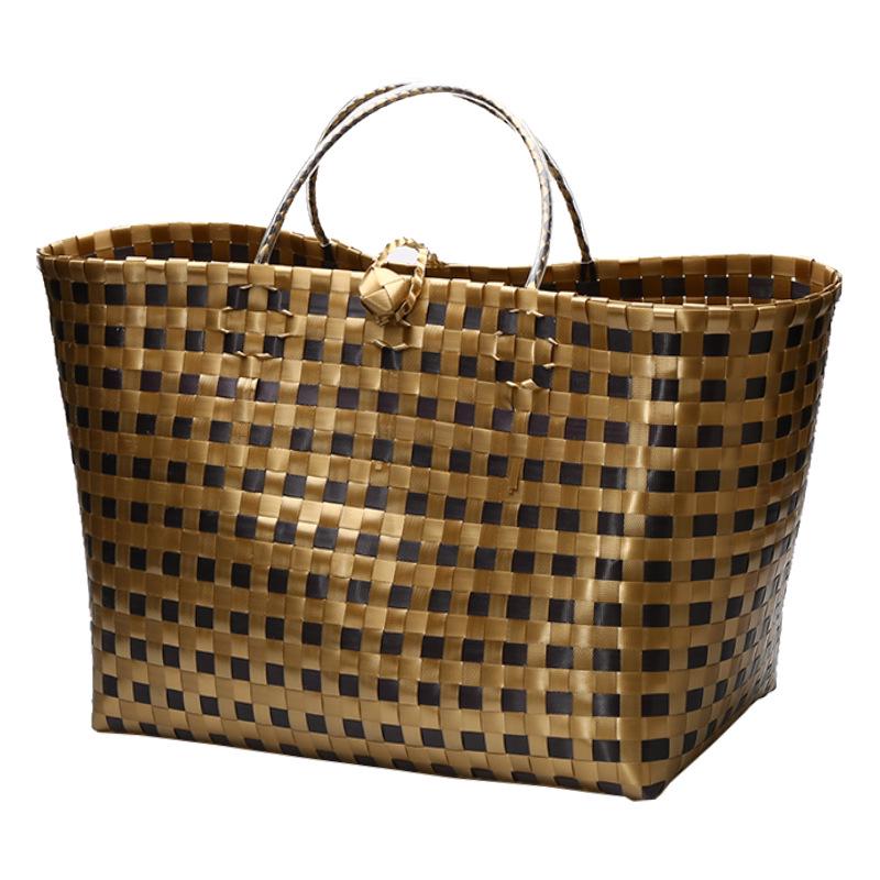 Vietnamese Large Imitation Rattan Handled Storage and Grocery Basket