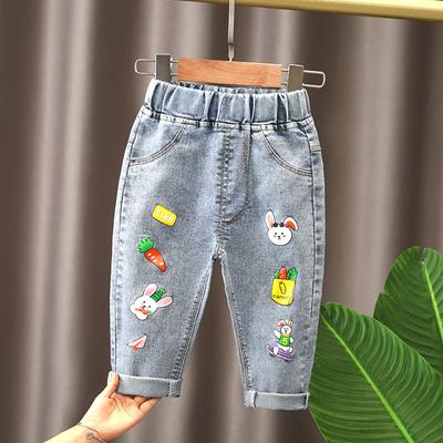 Spring Kids Girl's Baby Loose Straight Leg Jeans Trousers Outdoor Denim Pants
