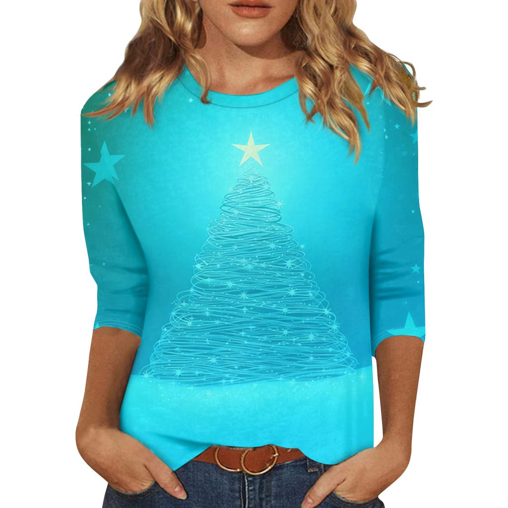 Women's Loose Comfortable Casual Fashion V-Neck Christmas Print Long Sleeve Hoodie