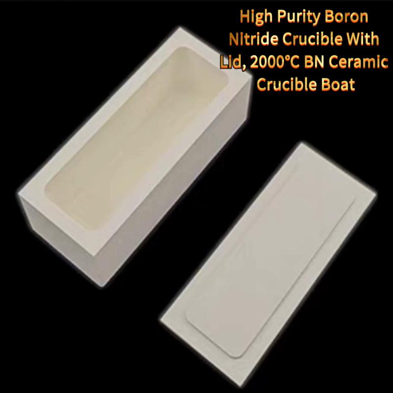 High Purity Boron Nitride Crucible With Lid, 2000℃ BN Ceramic Crucible Boat Industrial Vacuum Furnace
