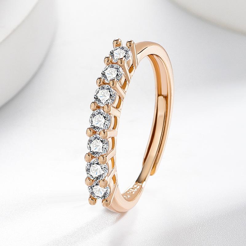 2026 Модные украшения Супер Блеск Восемь Сердец Восемь Стрел Семь Принцесс Кольцо Женское Шампанское Инкрустировано Цирконием Высококачественные украшения Resizable