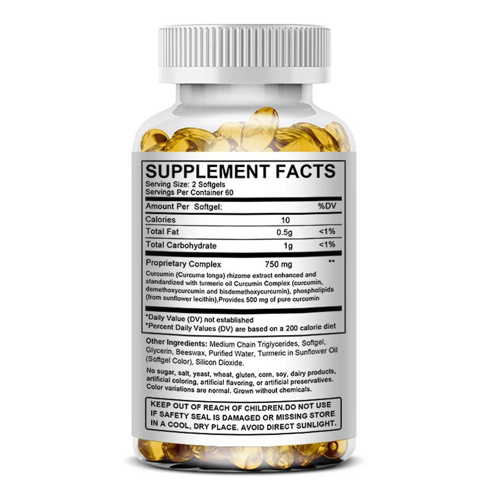 Fearathe Turmeric Curcumin Supplement, 750mg Curcumin Complex, Superior Absorption, 120 Softgels