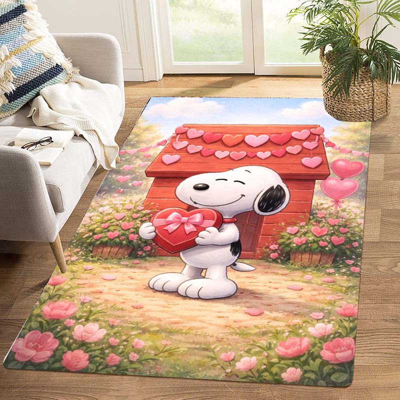 Cute Snoopy print decorative rug, perfect for home, bedroom, bedside, or office use, including swivel chairs.