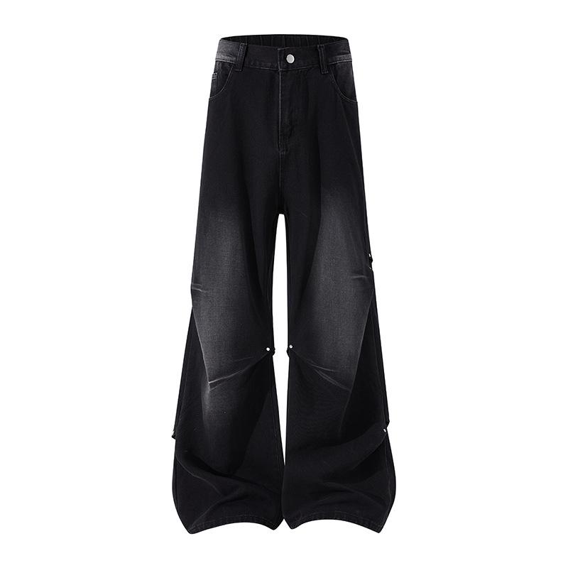 

Yadu Four Seasons Denim Pants - Retro Hong Kong Style Loose Straight-Leg Unisex Casual Pants 8025 XL