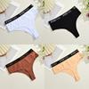 FINETOO 4Pcs Women Cotton Thongs Panties Female Ribbed High Rise G-String Ladies Sexy Bikini 6 Solid Color Girl Soft Intimates