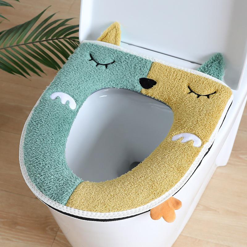 Cuscino per sedile del water universale carino in peluche con cartoni animati per tutte le stagioni