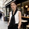 French Hepburn Style Silk Scarf Polka Dot Retro Long Women Vacation