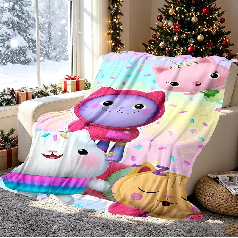 Gabby's Dollhouse Pattern Blanket for Home Decoration, Bed, Sofa, Car Travel, Camping, Suitable for All Seasons, Birthday Christmas Gift