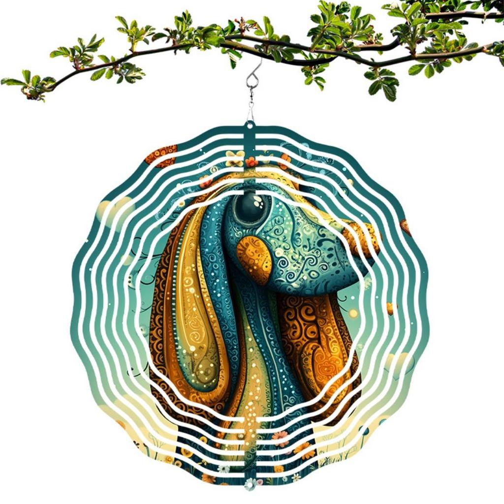 Vibrant 3D Metal Dog Wind Spinner - 10-Inch Solar/Breeze-Powered Outdoor Decor, Smooth 360° Rotation