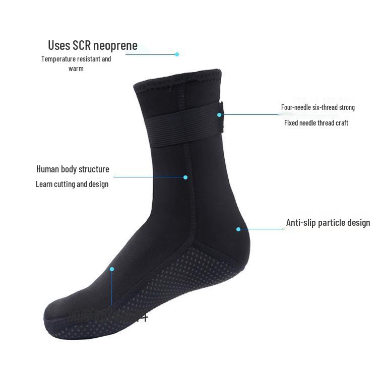 3MM Herren Rutschfeste Wasserdichte Tauch- und Schnorchelsocken - Warm, Langer Schaft, Verschleißfest