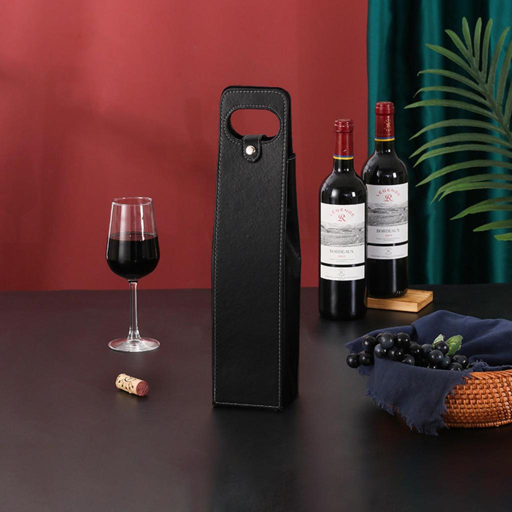 Reusable Leather Wine Tote Carrier for Wine Bottles Portable Champagne Gift Bags for Picnic Party Wedding Portable Wine Bags