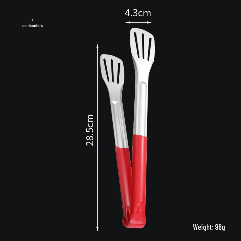 Stainless Steel Silicone Anti-Scald Food Tongs for Baking, Bread, Meat, Buffet, Three-Line Design