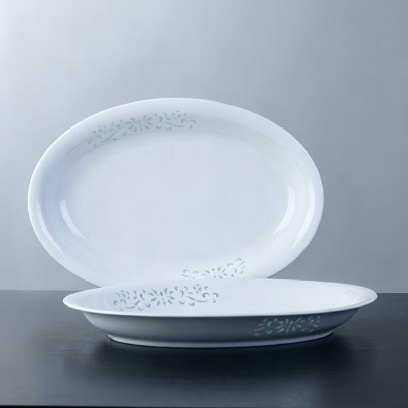 Elegant 12-inch White Ceramic Oval Fish Plate - Set of 2