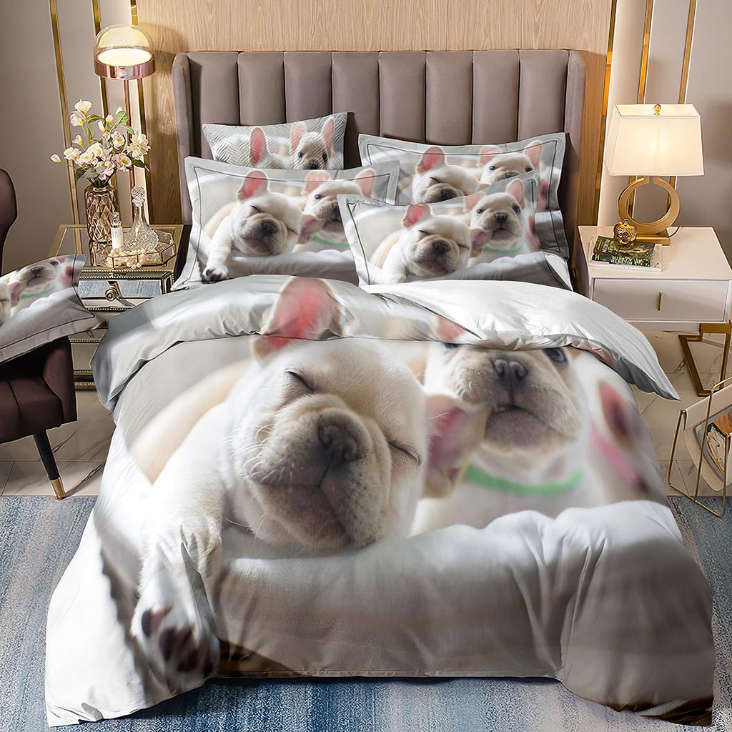3D-gedruckte Bettwäsche Schäferhund Bettbezug Haustierhund Dreiteilige Heimtextilien
