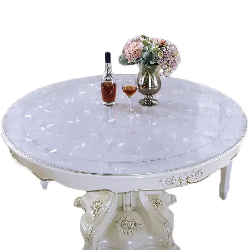 Soft Round Tablecloth Transparent PVC Waterproof Oilprpoof Living Room Dining Tables Kitchen Desk Protector Home Decor