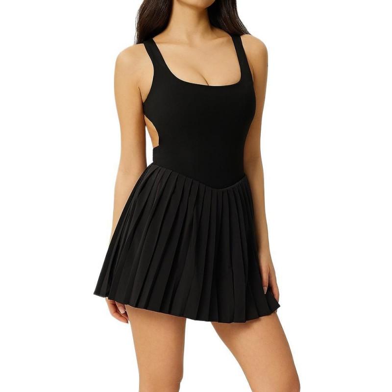 Rochie de antrenament pentru femei Yoga Tenis Golf cu Fustă plisată Decolteu în spate Croială slim Elimină transpirația