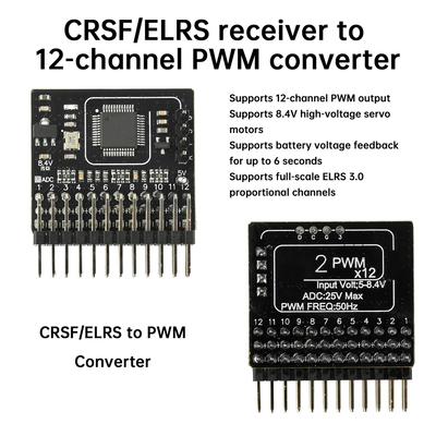 CRSF ELRS 2.4G 12CH PWM Signal Adapter DC 5-12V ExpressLRS3.0 RX 2400RX PWM/CRSF For RC FPV Drone Fixed Wing Car Boat Quadcopter