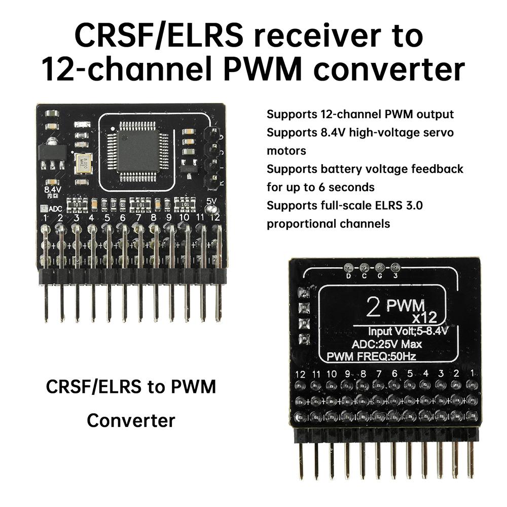 CRSF ELRS 2.4G 12CH PWM Signal Adapter DC 5-12V ExpressLRS3.0 RX 2400RX PWM/CRSF For RC FPV Drone Fixed Wing Car Boat Quadcopter