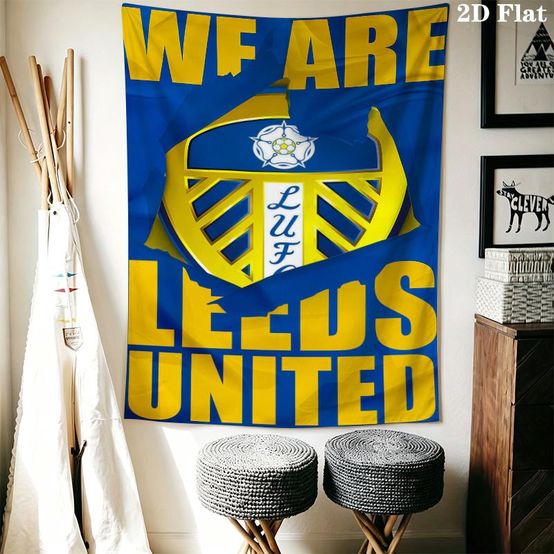 Arazzo da Parete Leeds United Appeso Estetico alla Parete Coperta in Tessuto Stampato Arazzi Decorativi per Camera da Letto Soggiorno Decorazioni per la Casa