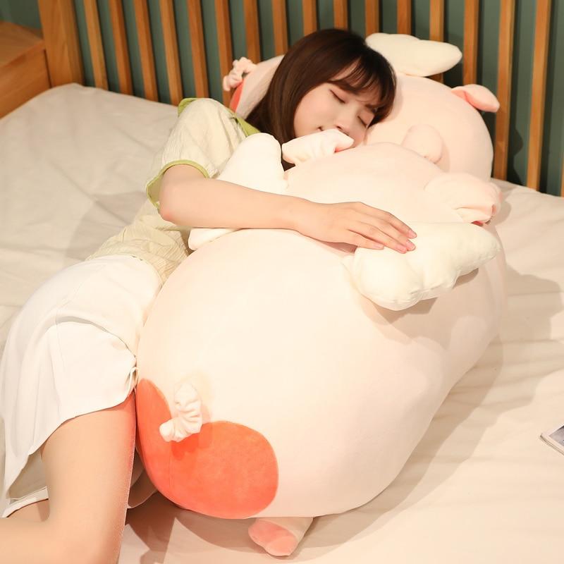 Adorable Plush Piggy Animal Toys Stuffed Soft Squishy Pig Pillow Kawaii Angel Pig Sofa Cushion for Children Girls Gifts