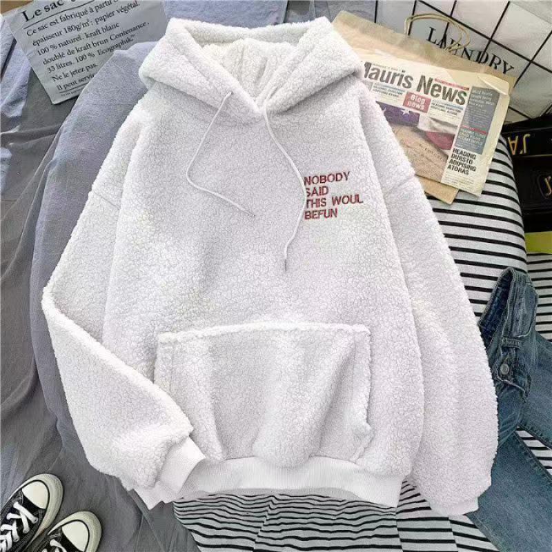 

300g Lambswool Women s Hoodie Jacket Set – Salt Style, Autumn/Winter, Plus Velvet M белый