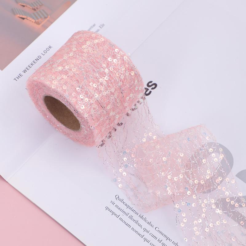 

10Yards 6CM Sequin Chiffon Ribbon with Silver Gold Wire for DIY Hair Bow Clothing Sewing Supply Craft Accessories Tulle Ribbon 60mm-10yards
