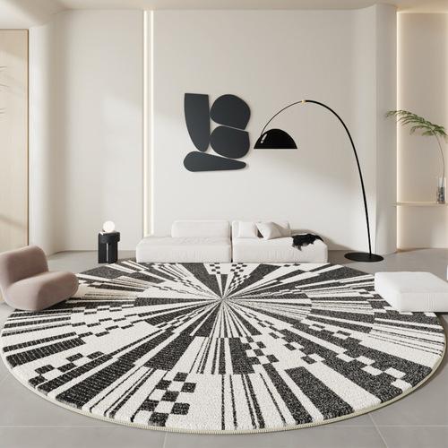 

Minimalist Bedroom Decor Black White Carpet Fluffy Soft Carpets for Living Room Home Plush Floor Mat Large Area Lounge Round Rug 80x80CM