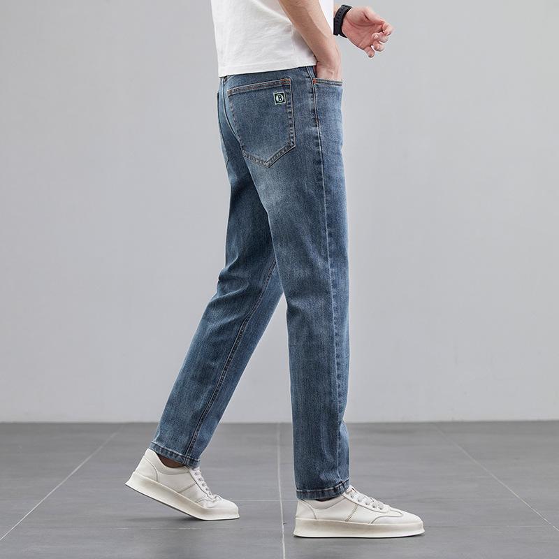 Spring New Elastic Fit Straight Jeans Men's Retro Men's Trousers