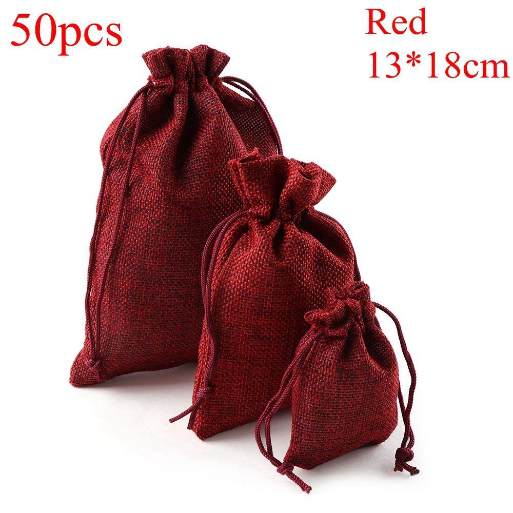 Linen Hessian Burlap Christmas Jute Gift Bags Candy Organizer Wedding Favor Drawstring Pouch 10pcs 7x9cm