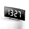 Multifunctional LED Desktop Alarm Clock with Large Curved Screen and Digital Mirror Display