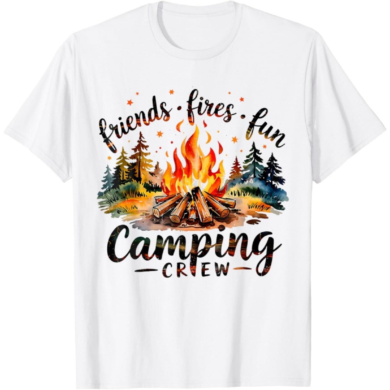Fires Friends Fun Camping Crew Summer Camp Campfire Vacation T-Shirt XXXXXL белый
