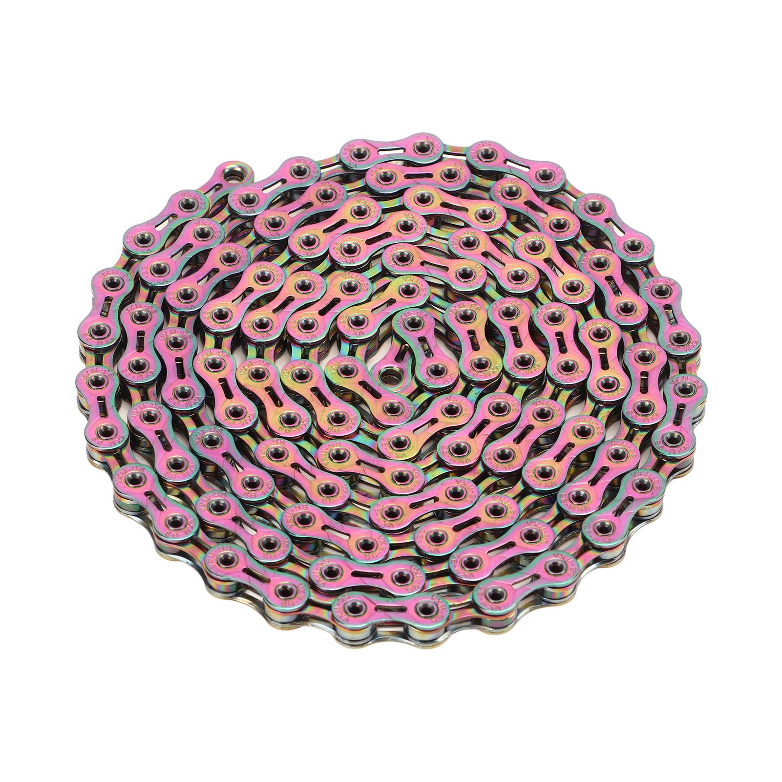

9 Speed Bike Chain Carbon Steel Wear Resistant Stable Safe Colorful Electroplated Bicycle Chain for Mountain Road Bike