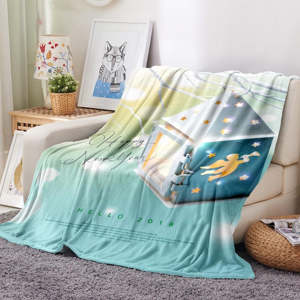 Merry Christmas Flannel Blanket 3D Print Cartoon Happy New Year Soft Blanket for Bedroom Fashion Throw Blanket Party Blanket