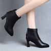 Spring, autumn and winter new soft leather high heels velvet Martin boots factory women's shoes temperament thick heel short boots single boots