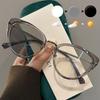 Photochromic Cat Eye Glasses Trendy Anti Blue Light Glasses Ultra Light, Non Prescription Flat Glasses Alloy+TR Eyeglass Frame