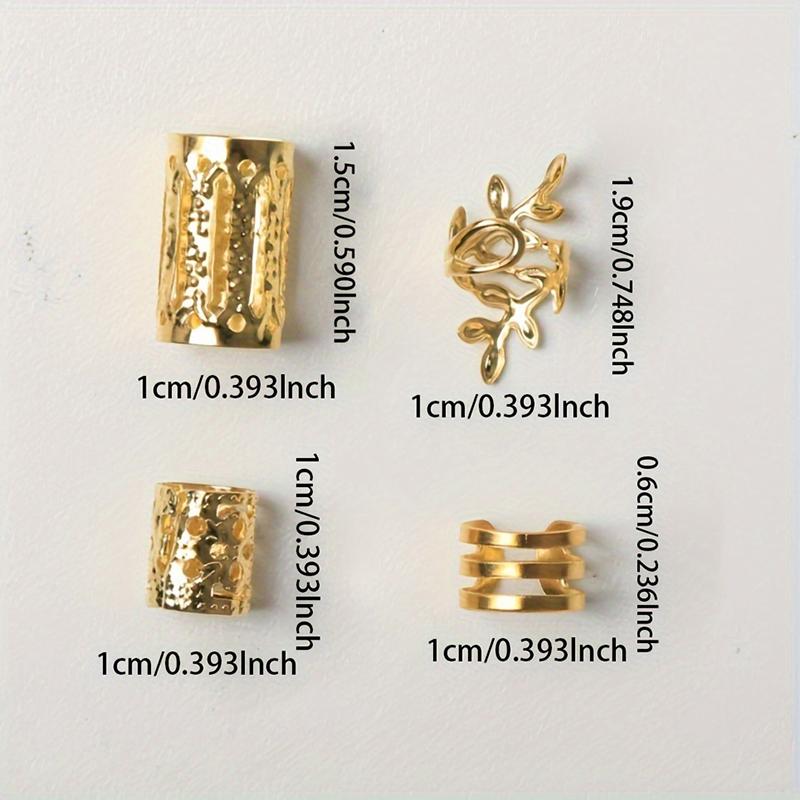 40Pcs/Set Vintage Gold Silver Hollow Hair Rings Iron Hair Cuff Hair Pins Loop Decor Hair Accessories Lock Hair Jewelry For Braid