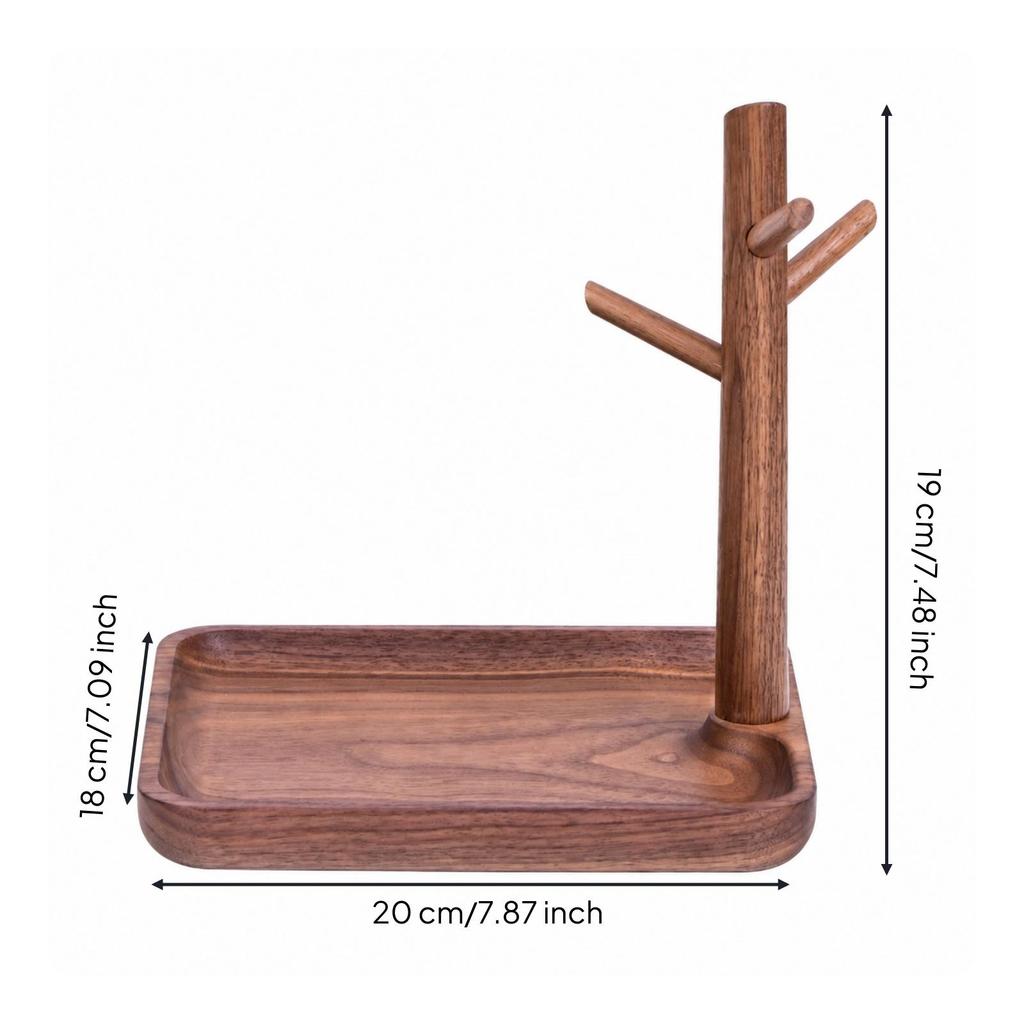 Desktop Key Organizer with Catchall Tray MultiFunctional Wood Holder