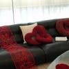 Festive Red Heart Backrest Cushions for Wedding Room Décor - Pair of Simple and Elegant Sofa Throw Pillows